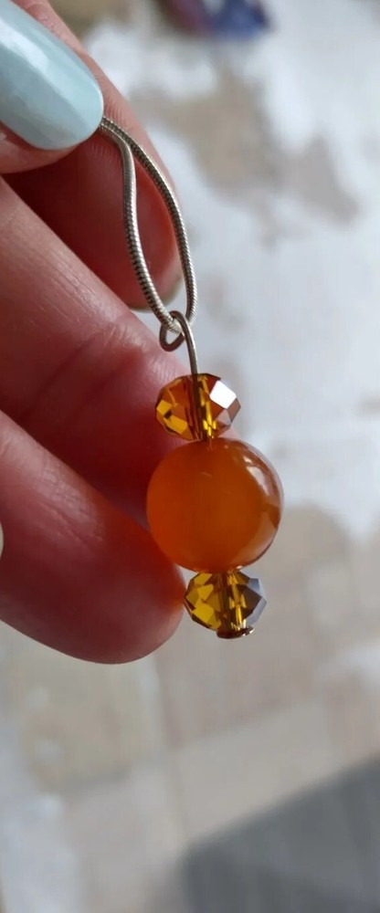 Vintage Amber pendant with silver chain