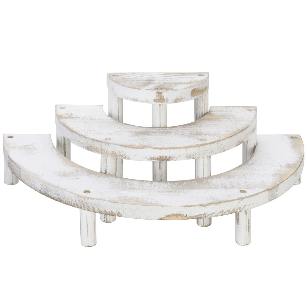 Shabby White Washed 3-Tier Half Moon Retail / Cupcake Dessert Display Risers