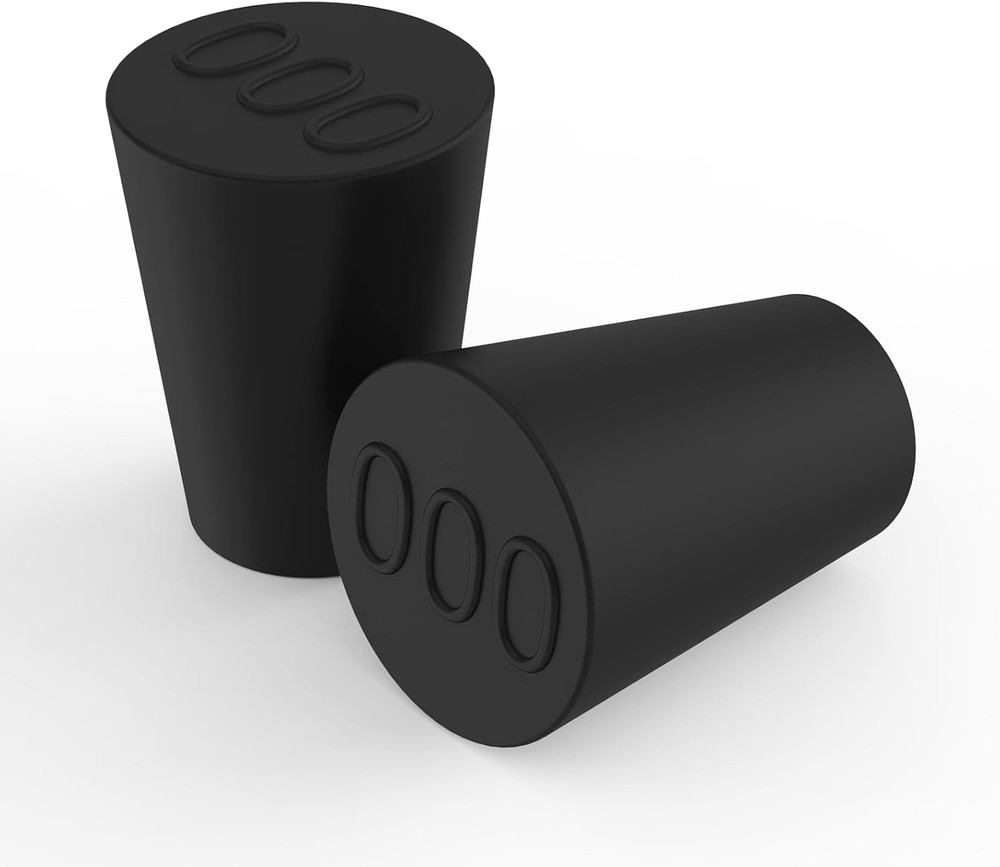 Solid Rubber Stoppers (Black), Tapered Plug for Sealing Test Tubes, Flasks an...