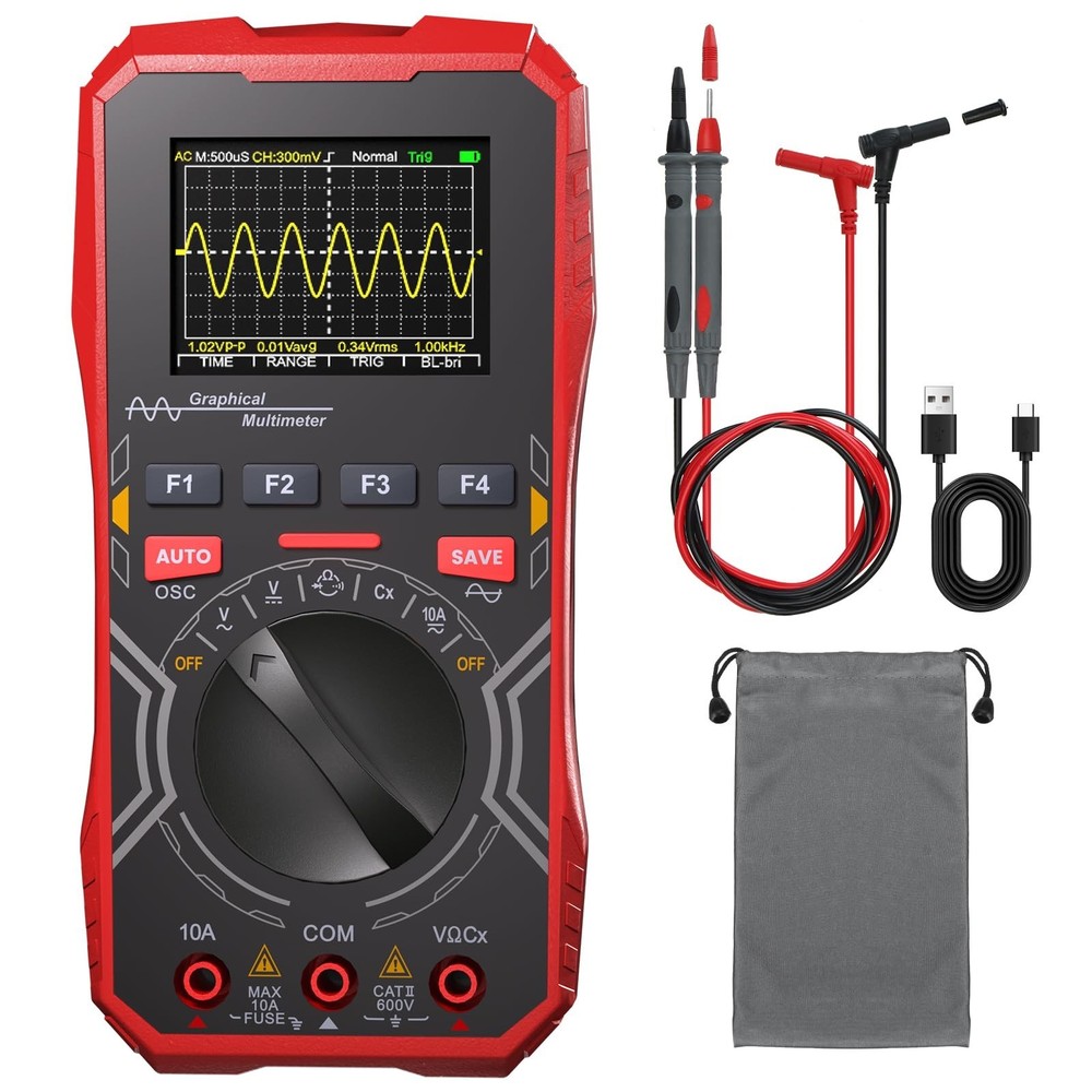 2-in-1 Handheld Oscilloscope Multimeter - 1MHz Bandwidth 2.5MS/s Sampling Rat...