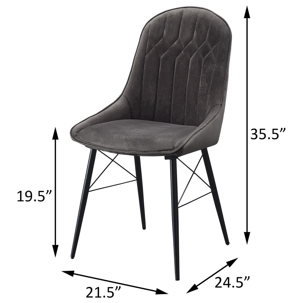 Grey and Black Tufted Back Dining Chairs