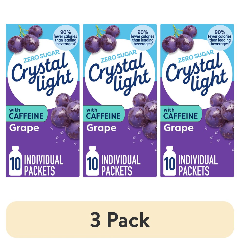 Drink Mix with Caffeine 10 Packets Grape Zero Sugar 3 Pack