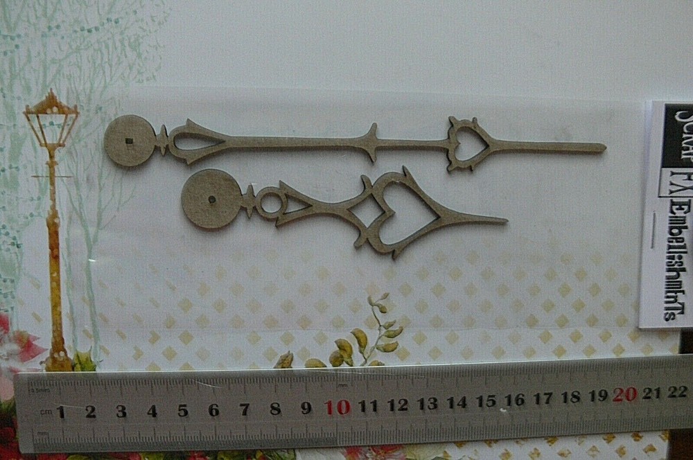 CHIPBOARD CLOCK HANDS  - 2 Hands @ 105 & 160mm Long - 1 pair Choice Scrap FX L