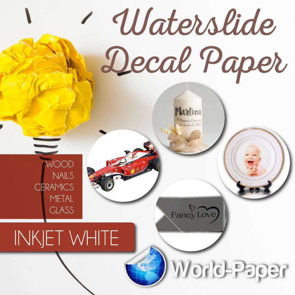 INKJET Waterslide Decal Paper WHITE,  8.5" x 11" 40 Sheets