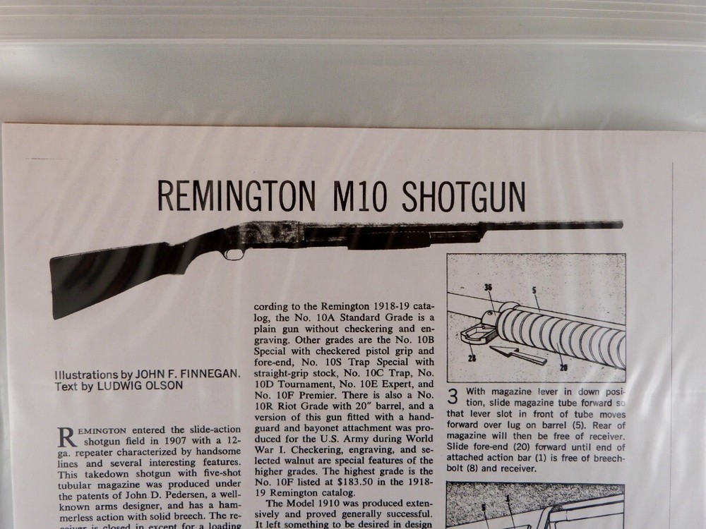 REMINGTON M10 SHOTGUN BREAK DOWN INSTRUCTION KIT