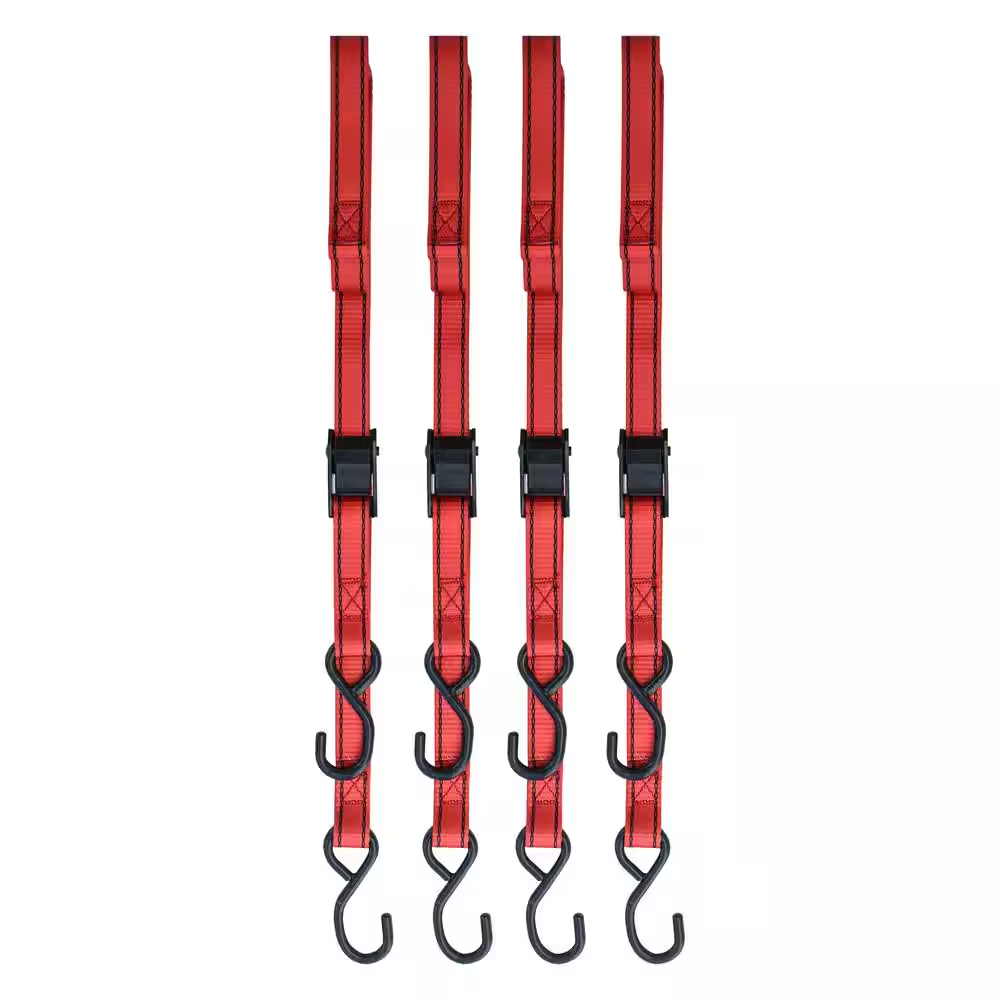 NEW10ft Heavy-Duty 4-PACK Tie-Down Straps with Quick-Release & S-Hooks Anti-Rust