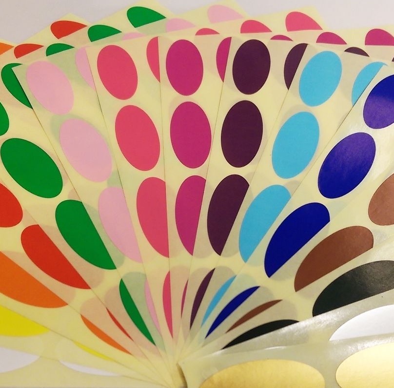 21 x 48mm - Oval - Colour Code Dots - Blank Coloured Stickers / Sticky Labels