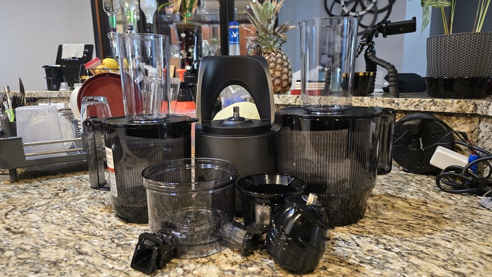 Canoly Masticating Juicer Electric Black with Motor Base, Containers, Filter