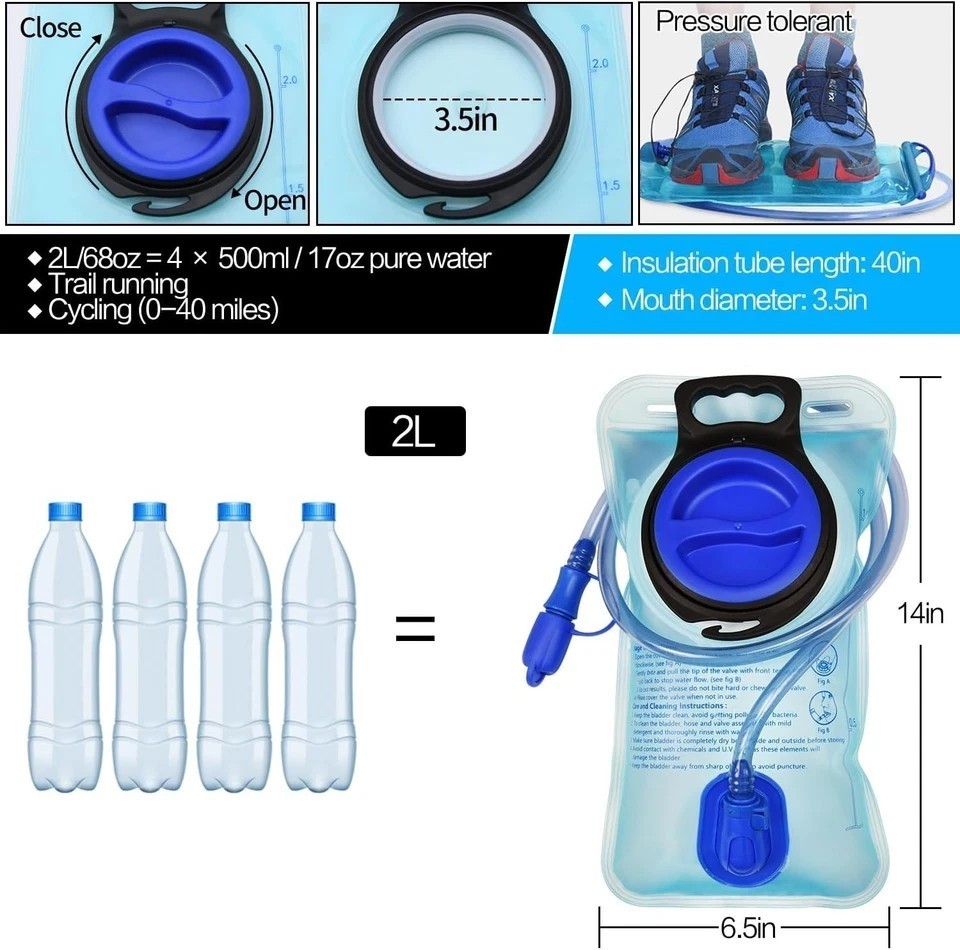 Hydration Bladder 2 L Water Pack Reservoir Camel Back Replacement Running Hiking