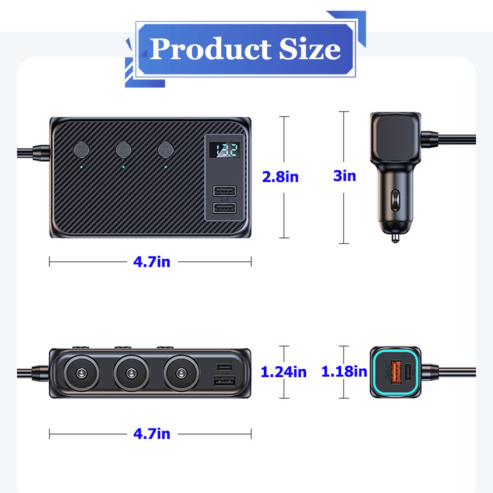Multi Car Cigarette Lighter Socket USB Plug Fast Charger Power Adapter Splitter