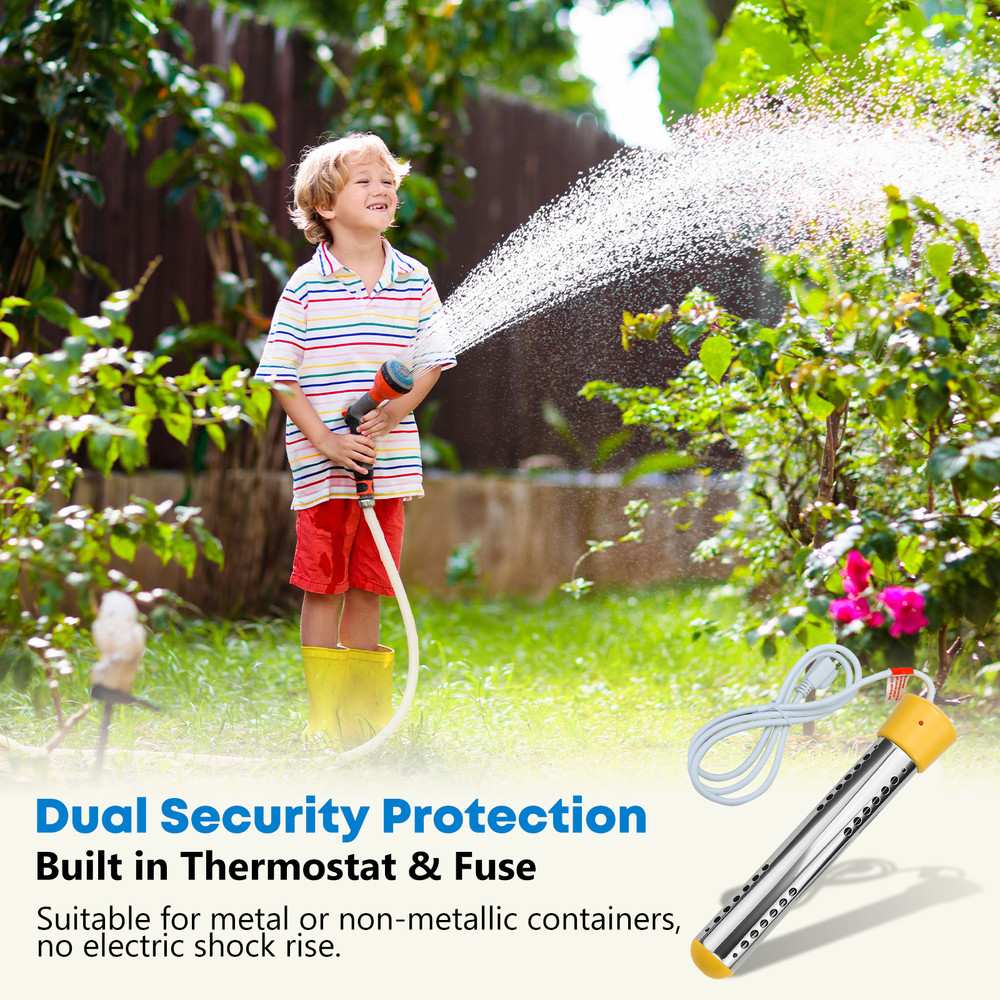 1500W Portable Immersion Water Heater - Fast Electric Heating Element for Bucket