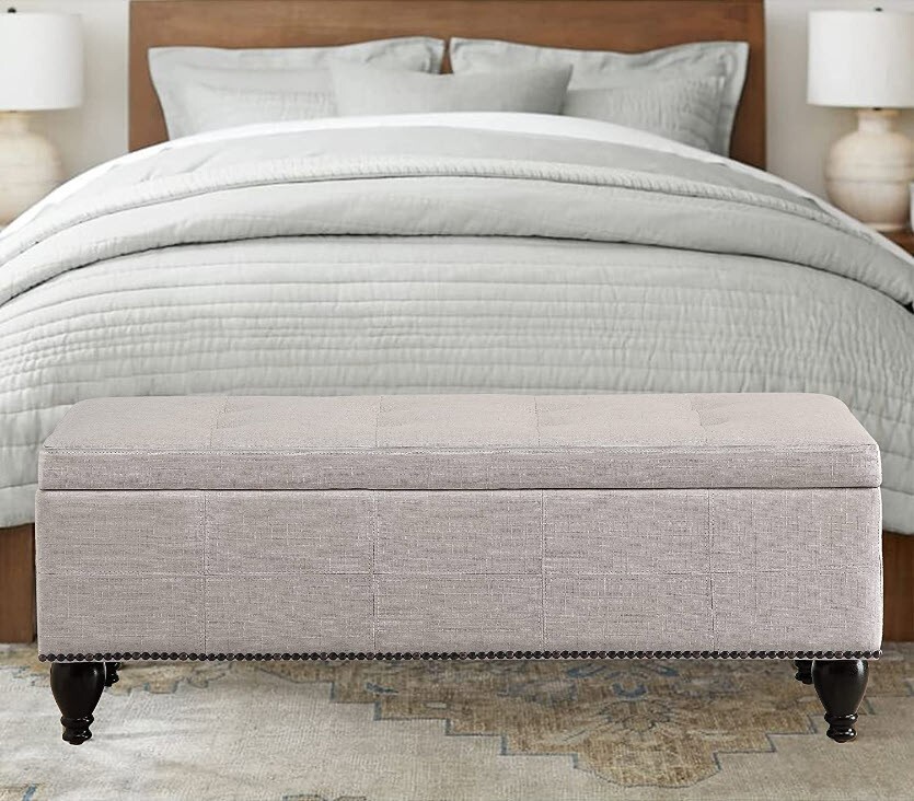 Rosevera Berta Upholstered Tufted Top Nailhead Rectangular Bench