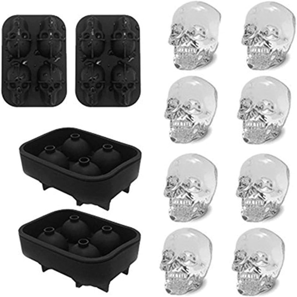 3D Skull Silicone Ice Cube Mold - 1.6'' Easy Release Flexible Silicone