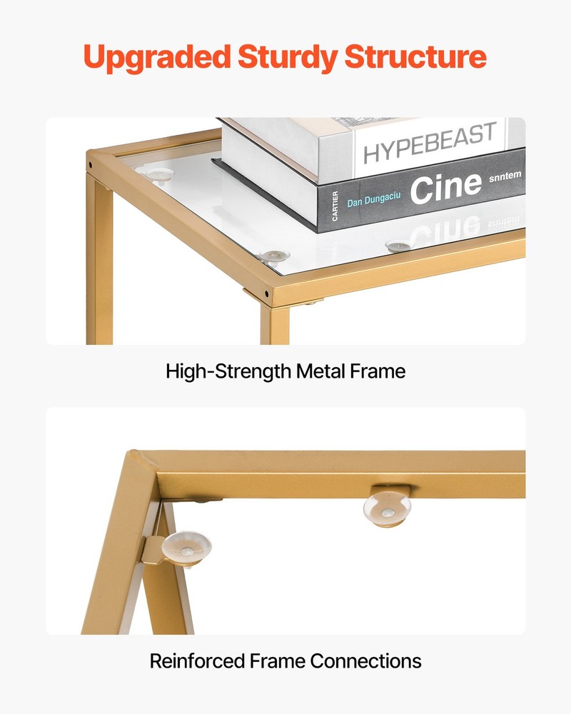 [New]3-Tier Glass Console Table,Modern Rectangle Sofa Side Table w/Tempered Glas