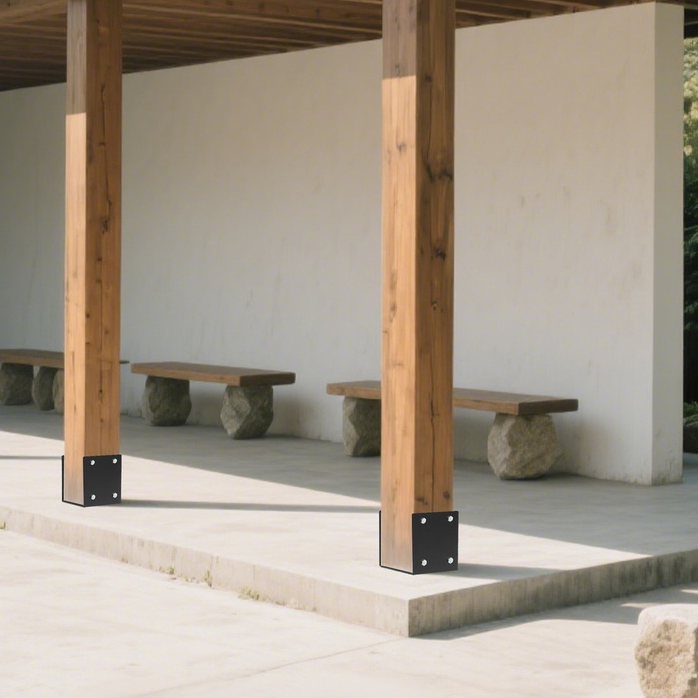 2-Pack U-Shaped Post Base for 7x7 Wood Posts, Heavy Duty Steel Fence/Deck Holder