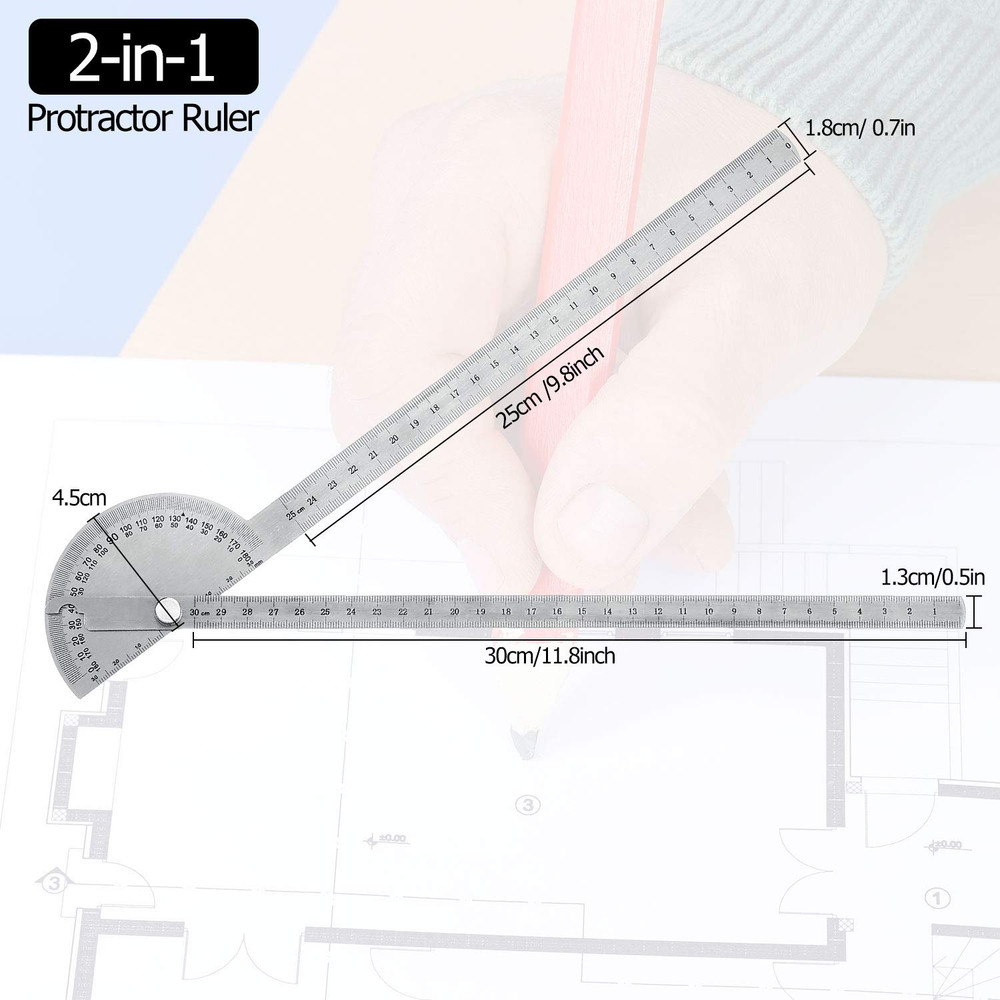 Angle Protractor Angle Finder Ruler Two Arm Stainless Steel Protractor Woodworki