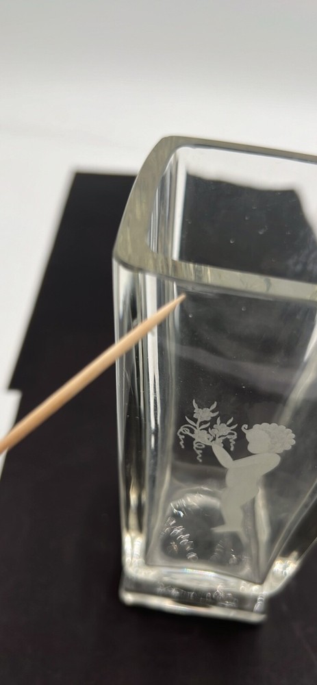 Etched Glass Pedestal Vase