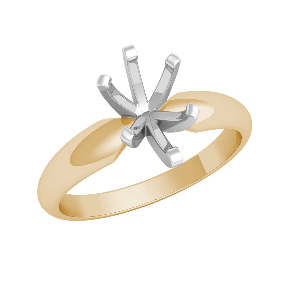 Solid 14k Gold Pear Shaped 6Prong Engagement Ring Setting 0.77CT Dual Tone