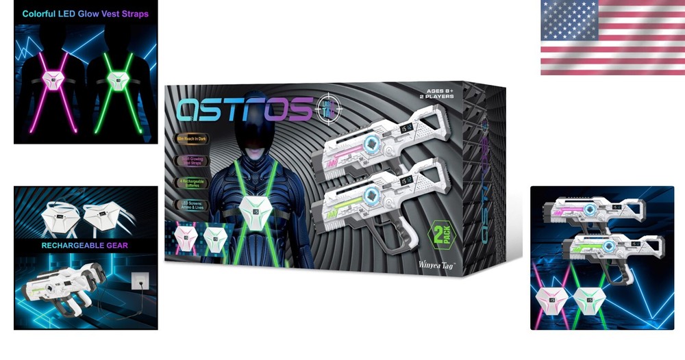 Longest Range Laser Tag Set with Rechargeable Guns & Vests - Action-Packed Fun!=
