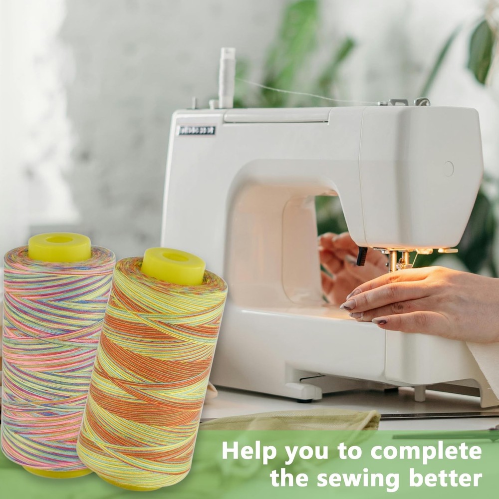 Rainbow Variegated Polyester Serger Sewing Thread 6 Cones 3000 Yards Overlock