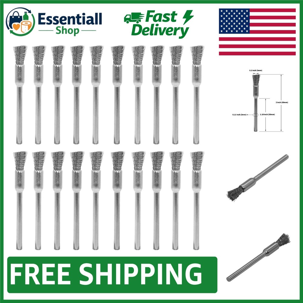 20-Piece Stainless Steel Wire Brush Set for Rust and Paint Removal - Compact