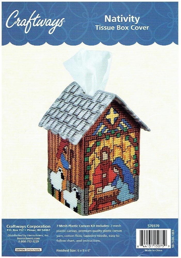 NATIVITY TISSUE BOX COVER  plastic canvas  PATTERN (#TF0438)