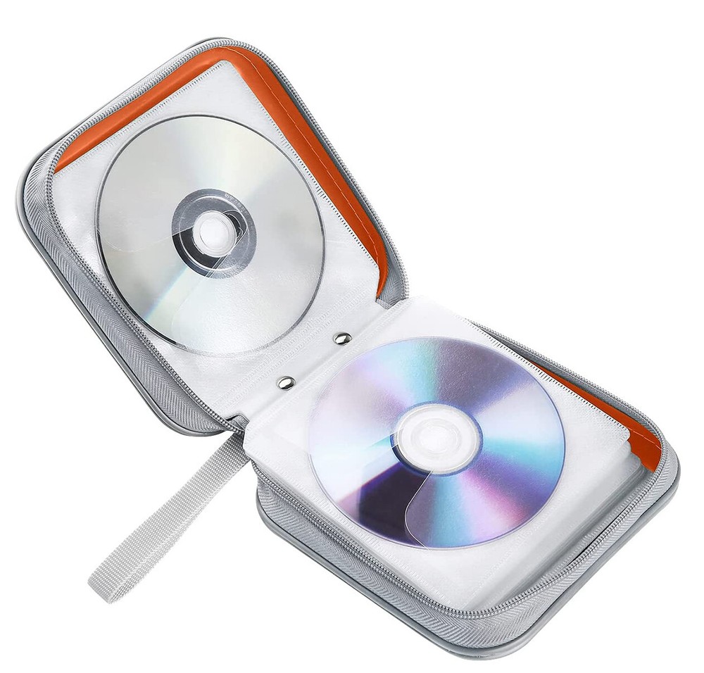 34 Disc CD/DVD Case Holders Wallet Hard Plastic Disc Cases Storage Binder Orange