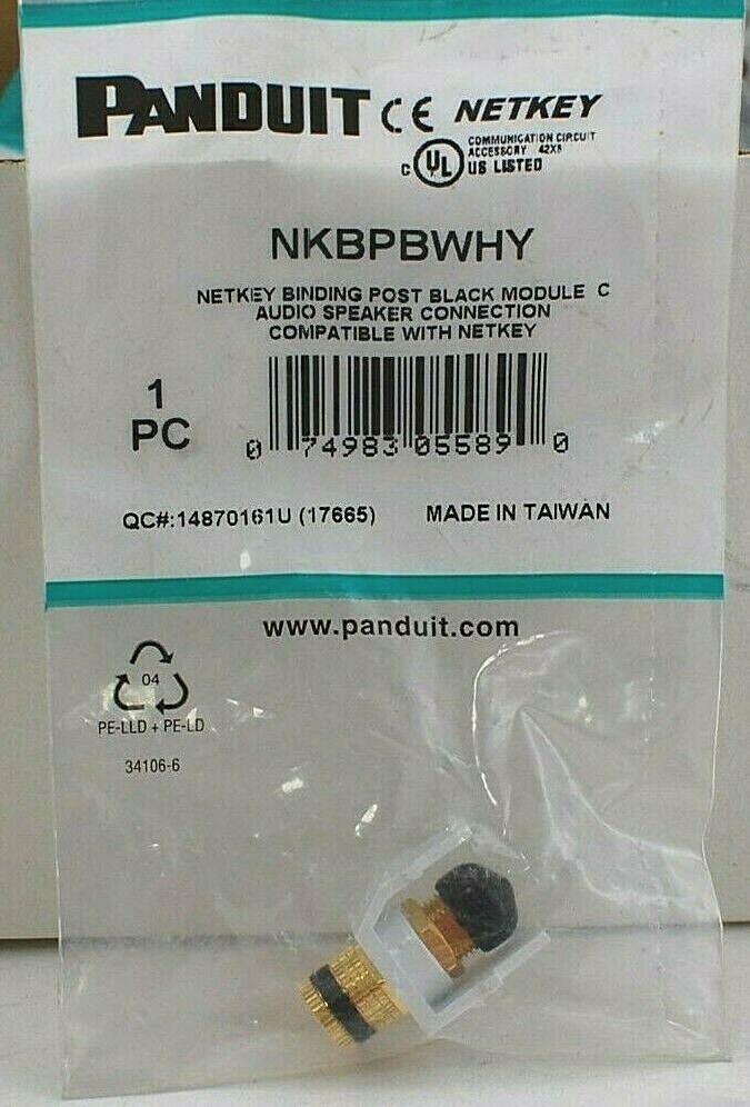 Panduit NKBPBWHY Netkey Binding Post Black Module Audio Speaker Connection