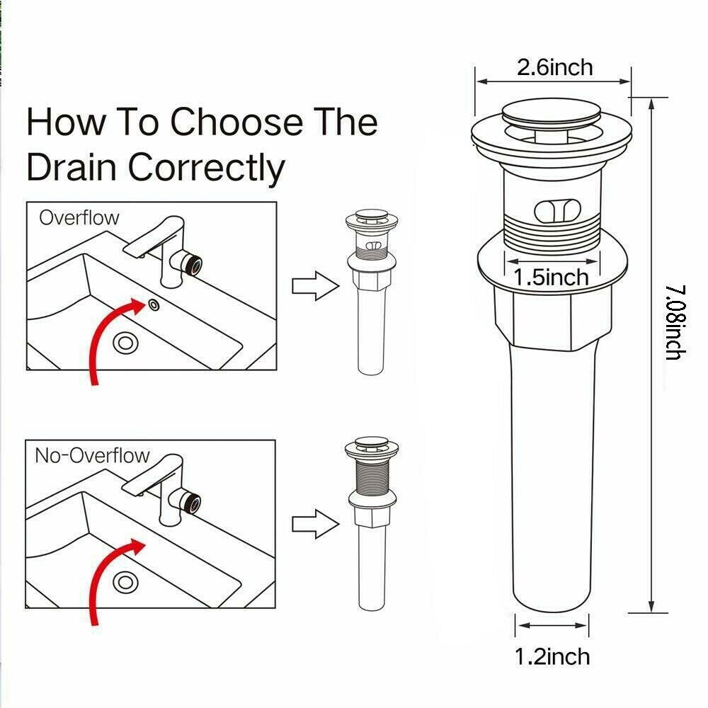 Bathroom Sink Drain With Overflow Pop Up Drain Basin Stopper Brushed Nickel