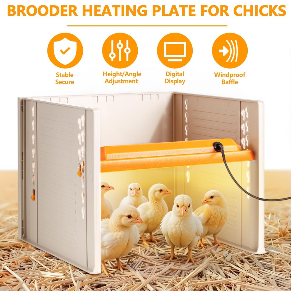 Chick Brooder, Chicken Brooder Heating Plate for Chicks with Adjustable Heigh...