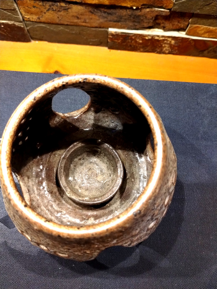 Handmade Ceramic Tea Light Holder Brown