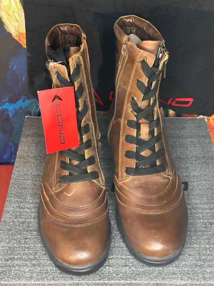 LGND Leo Brown Leather Side-Zip Boots Size 11M