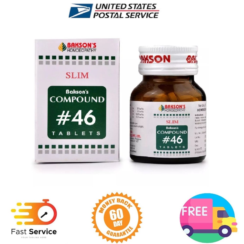 Bakson's Compound No. 46 Slim Tablets Homeopathic Formula 100 Tablets Free Ship