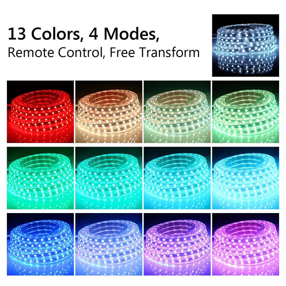 30FT LED Strip Rope Light Waterproof Multi-Color Changing Lights Flexible Remote