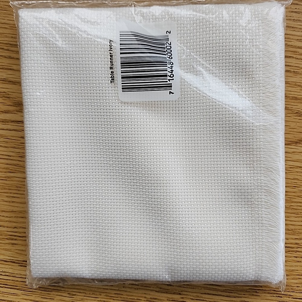 MCG Textiles Ivory 14 Count 13" x 38" Table Runner Soft & EZ Polyester NIP