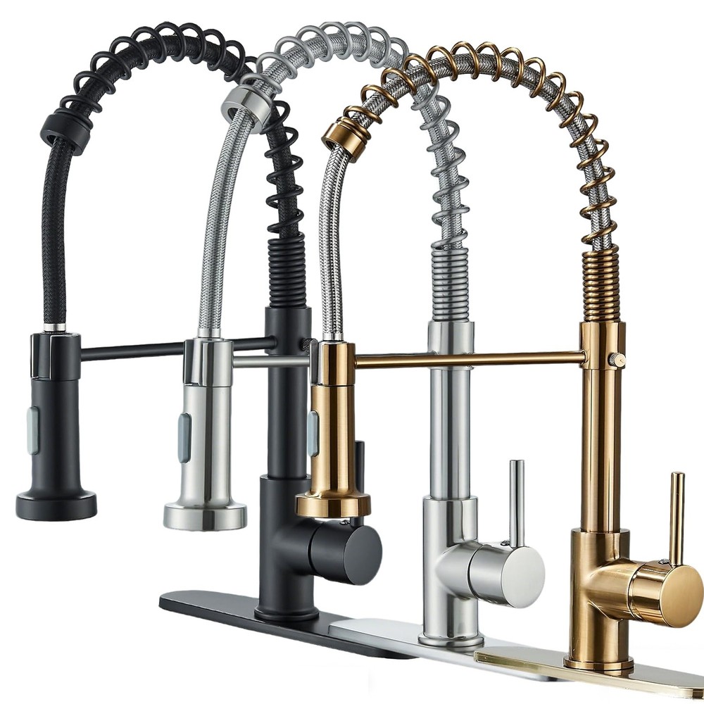 Kitchen Faucet with Pull Down Sprayer Single Handle Kitchen Sink Mixer Tap Black