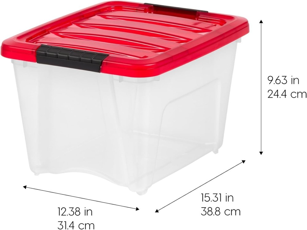 19 Qt. Stackable Plastic Storage Bins W/ Lids 4 Pack BPA-Free See-Through