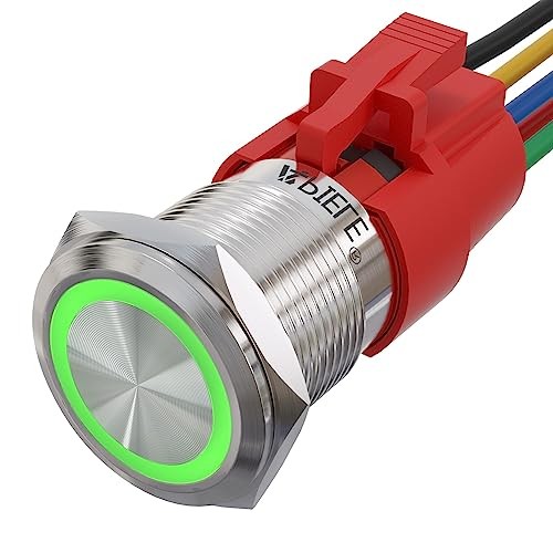 19mm Momentary Push Button Switch On Off Silver Shell Silver Shell-Green