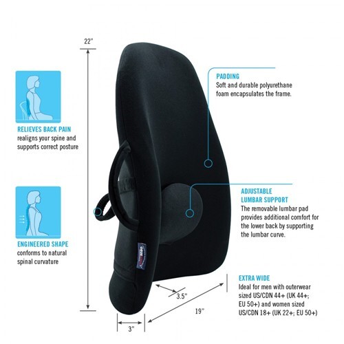 ObusForme OFWB Wideback Backrest Support Ergonomic Lumbar Support - Black