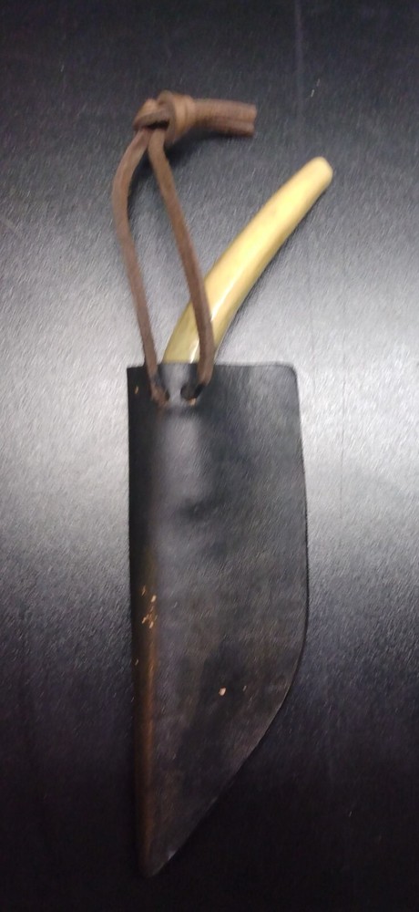 Unique handmade 8" knife in leather sheath