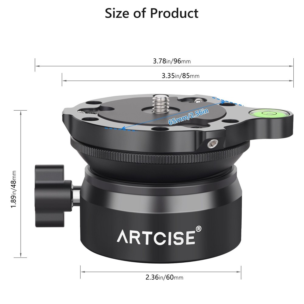 Tripod Leveling Base (⌀60mm) Camera Leveler Aluminum Adjusting Tripod Head