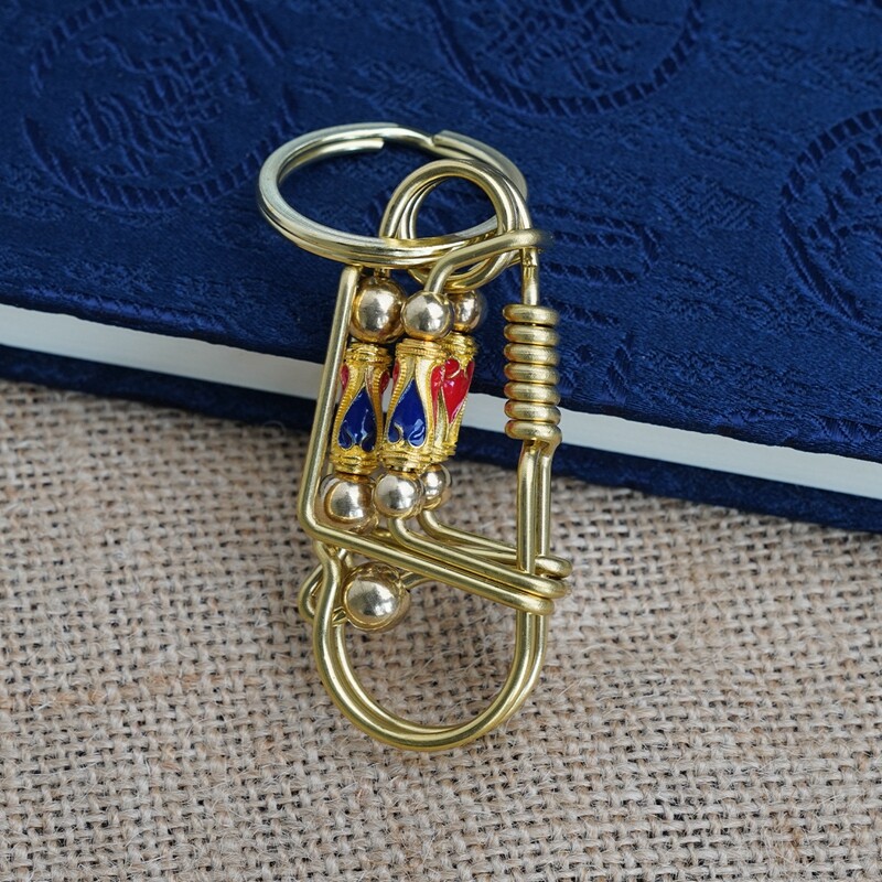 EDC 1 PC Brass Creative Keychain w/ Keyring , Hanging Car Keychain Tool