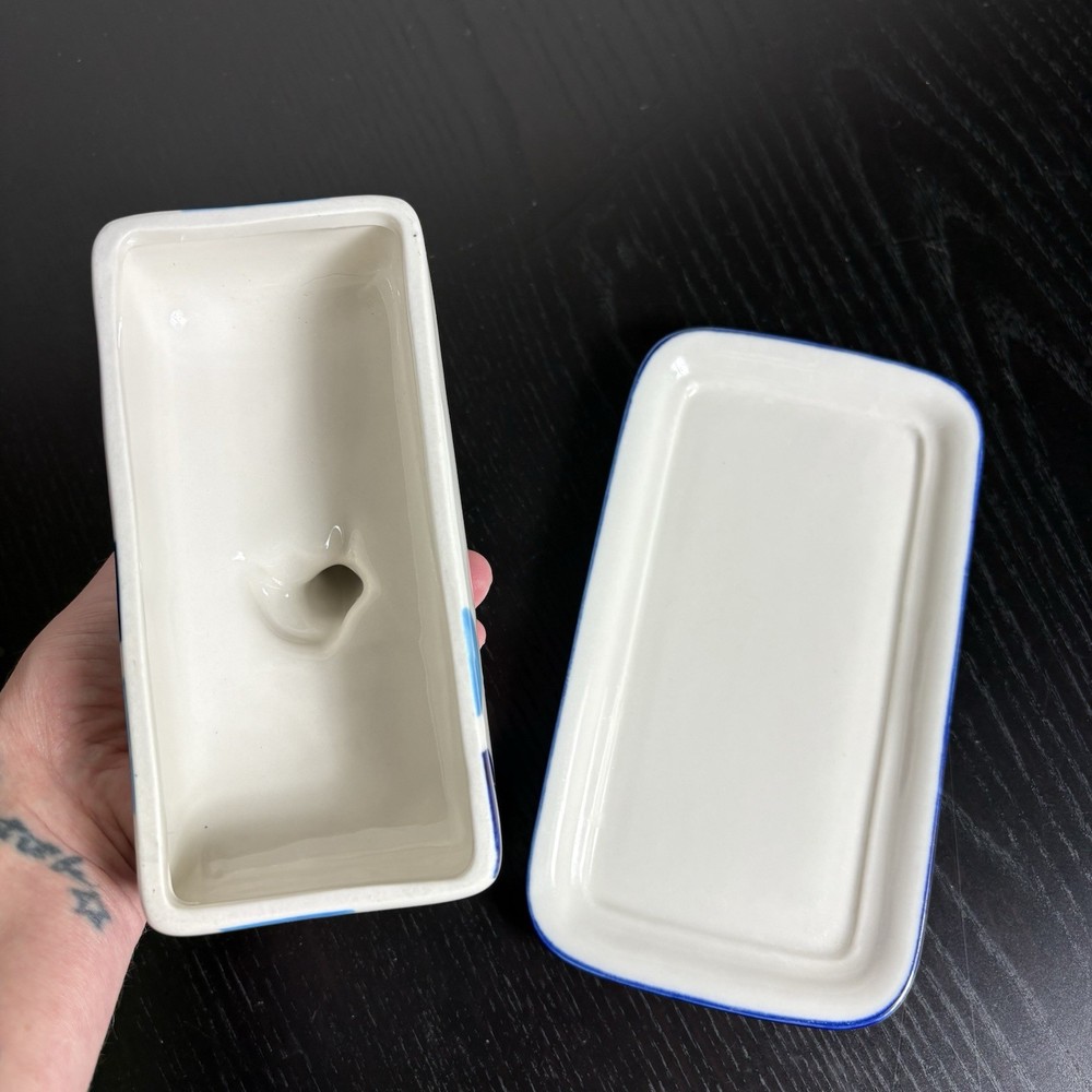 ANTHROPOLOGIE Dotty Fox Ceramic Butter Dish -- FLAWED, Read