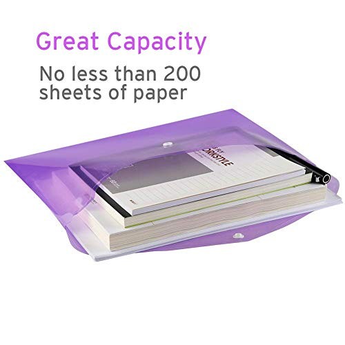 Pack Folders Plastic Envelopes, Clear Plastic File Folder for Document, 12