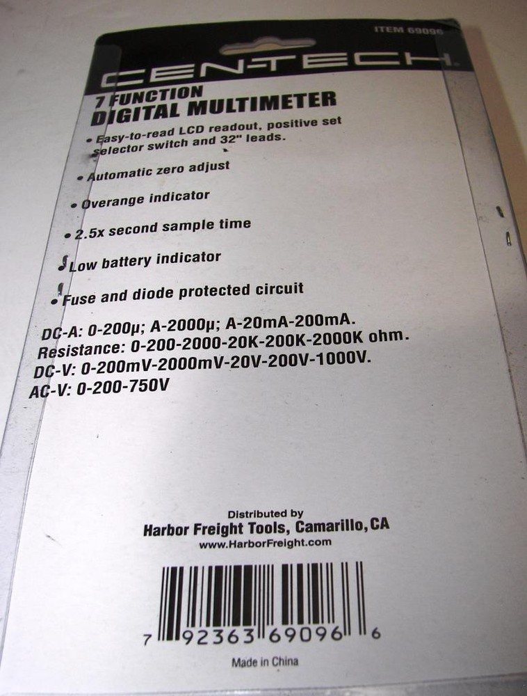 New Cen-Tech (7) Function Digital Multimeter, Electronics, Voltage Current -EL1