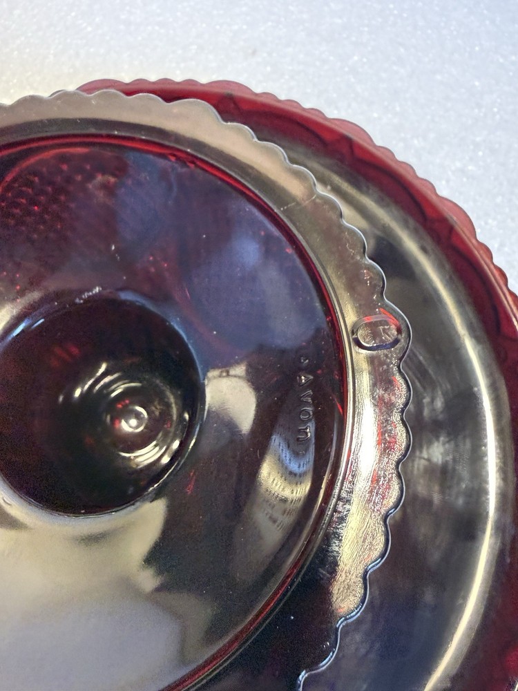 Vintage Avon 1876 Cape Cod Ruby Red Glass Pedestal Cake Stand EUC