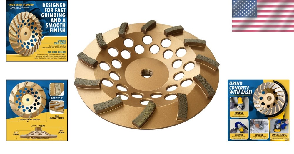 Turbo Segment Diamond Grinding Wheel - 5/8"-11 Arbor