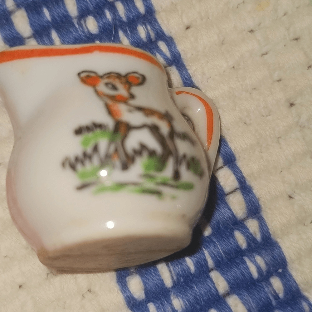Vintage ceramic deer tree miniature jugs Japan