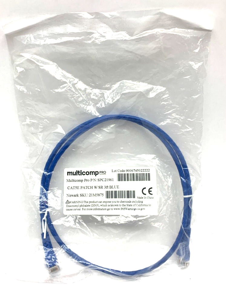 Multicomp SPC21961 Cat5E Patch Cable w/SR 3ft Blue