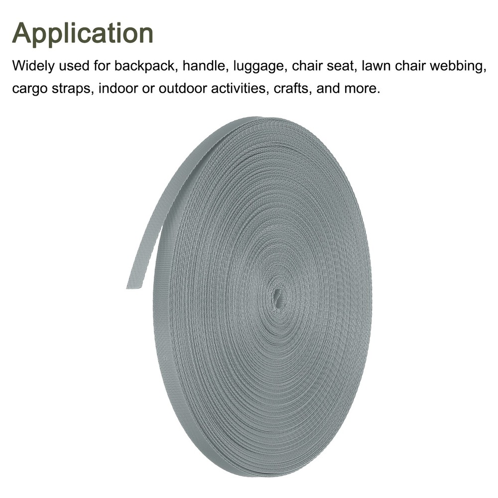 Flat Nylon Webbing Strap 3/8 Inch 50 Yards Iron Gray for Backpack